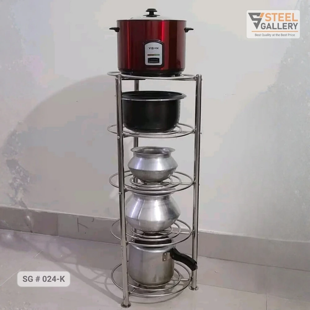 Stainless Steel Patil Stand | Kitchen pot rack stainless steel