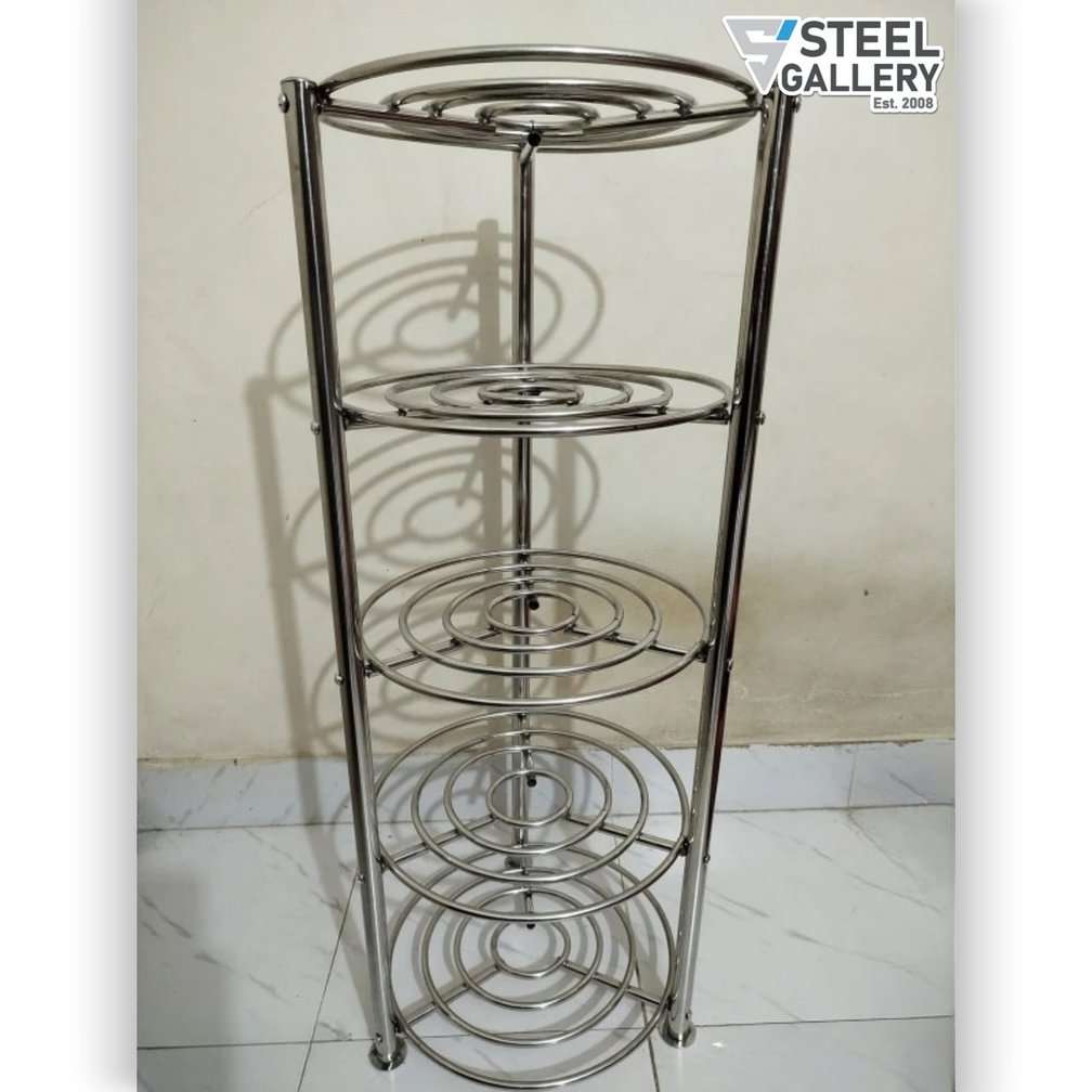 Stainless Steel Handi Stand, Kitchen pot rack stainless steel Skb Furniture 5 Step, Patil Stand