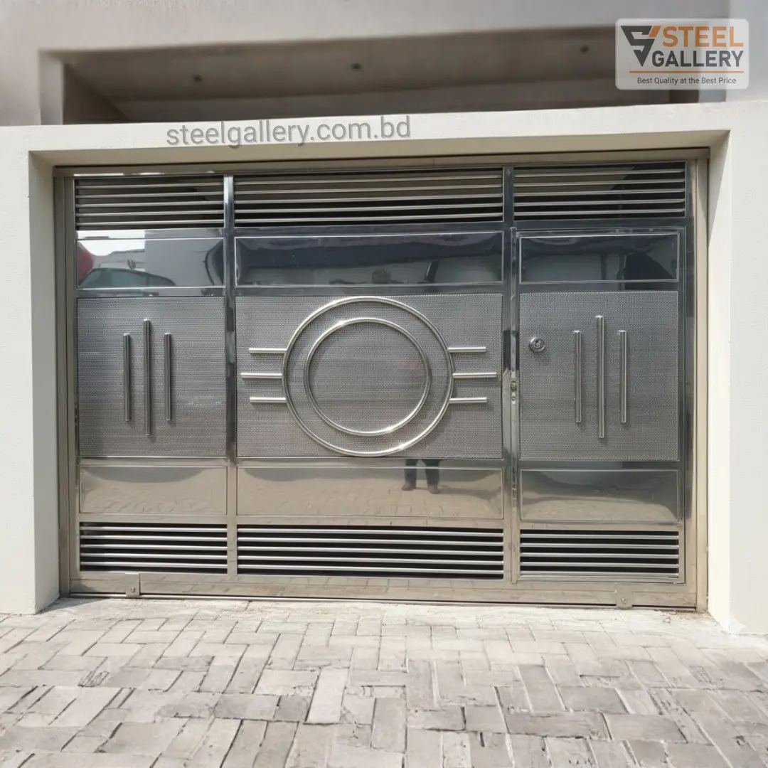 Modern SS Main Gate with Circle & Mesh Design