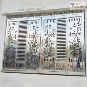 Premium SS Boundary Gate with Laser Cut Floral Design